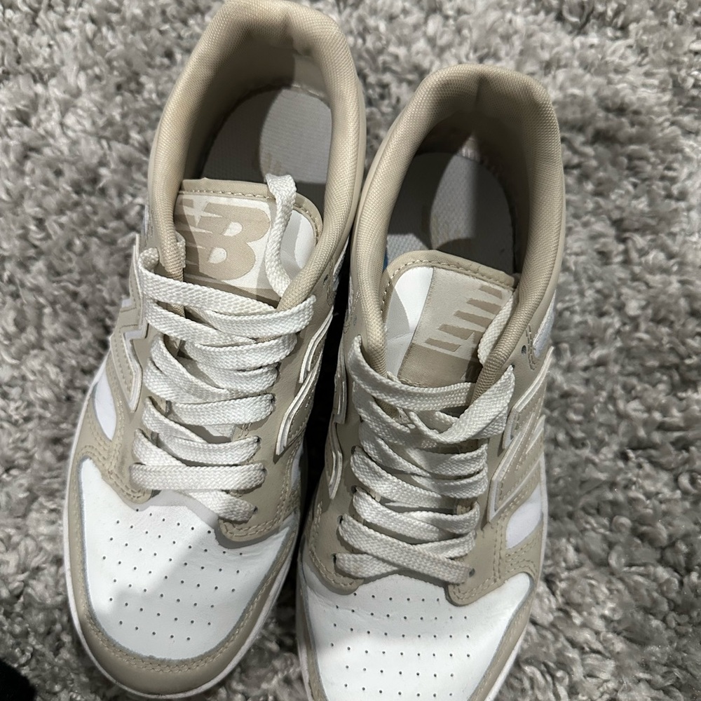 New Balance Beige and White Athletic Shoes